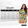 thumbnail image 2 of KLL Women 's Crew Neck Bodysuit Jumpsuits Blue Ocean Wave Sunflower Print Short onesies Stretch T Shirts, 2 of 5