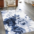 thumbnail image 3 of 3'x5' Area Rugs, Blue Floral Art Indoor Outdoor Area Rug for Living Room Bedroom, Watercolor Botanical Spring Flowers Washable Bathroom Rugs Kitchen Floor Carpet Mats Home Decor Aesthetic, 3 of 8