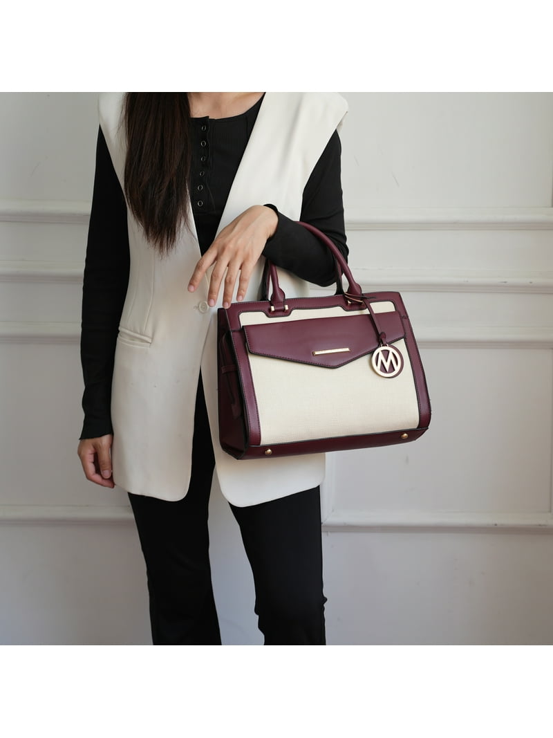 MKF Collection Alyssa Vegan Leather Satchel Handbag, Multi-Pocket