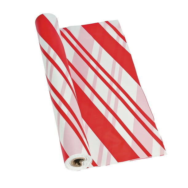 Candy Cane Striped Plastic Tablecloth Roll Party
