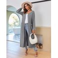 thumbnail image 5 of Ekouaer Women Long House Coat Zipper Front Robes Full Length Nightgowns with Pockets Striped Loungewear, 5 of 6