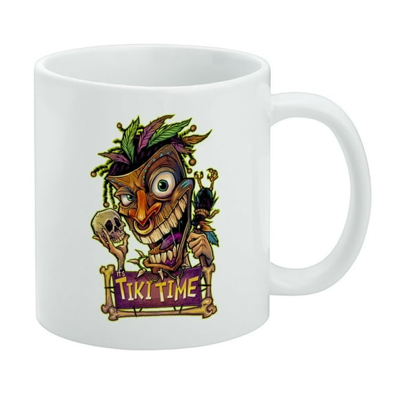 Tiki Time Witch Doctor Tropical Island White Mug