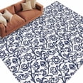 thumbnail image 2 of 6'x9' Area Rugs, Navy Blue Floral Indoor Outdoor Area Rug for Living Room Bedroom, Vintage Art Flowers Pattern Washable Bathroom Rugs Kitchen Floor Carpet Mats Home Decor Aesthetic, 2 of 8