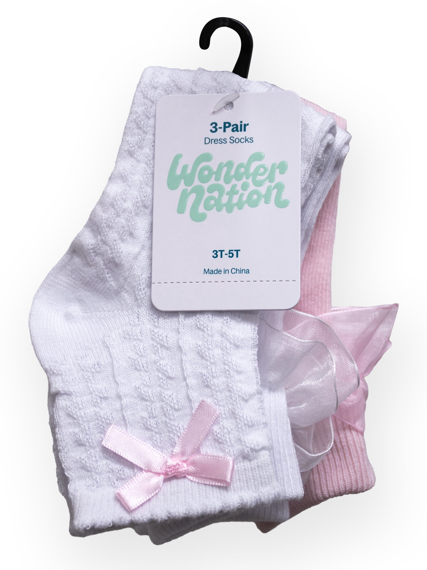 Wonder Nation Infant and Toddler Girls Dress Socks, 3 Pair Pack, Sizes 0M-5T