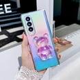 thumbnail image 2 of Mewfacos- Rainbow Gradient Transparent Phone Case for Samsung Galaxy Z Fold 5 4 3 Cute 3D Crystal Bracket Hard Ultrathin Cover,Rainbow,for Z Fold 4 (for Z Fold 3,with Bracket), 2 of 4