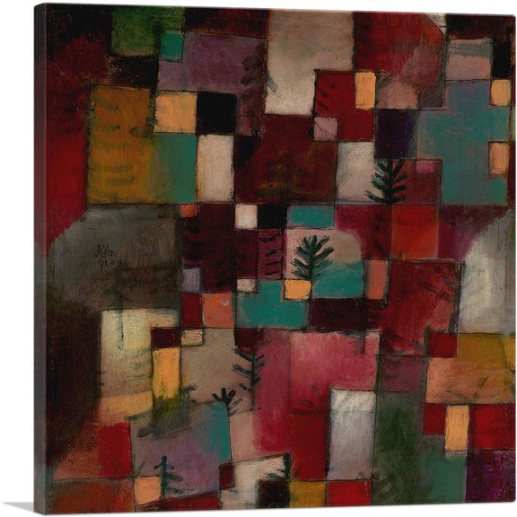 ARTCANVAS Redgreen and Violet-Yellow Rhythms 1920 Canvas Art Print by Paul Klee - Size: 12" x 12" (0.75" Deep)