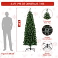thumbnail image 3 of Bingirl 6.5ft Pencil-Style Prelit Christmas Tree with Partially Flocked and Frosted Appearance, PVC Branch Tips, Foldable Stand - Full and Realistic for Christmas Decor, 3 of 7