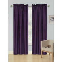1 Set R64 blackout thermal rod pocket panel solid purple color treatment window 100% privacy for bedroom or any room size 35" wide X 63" length