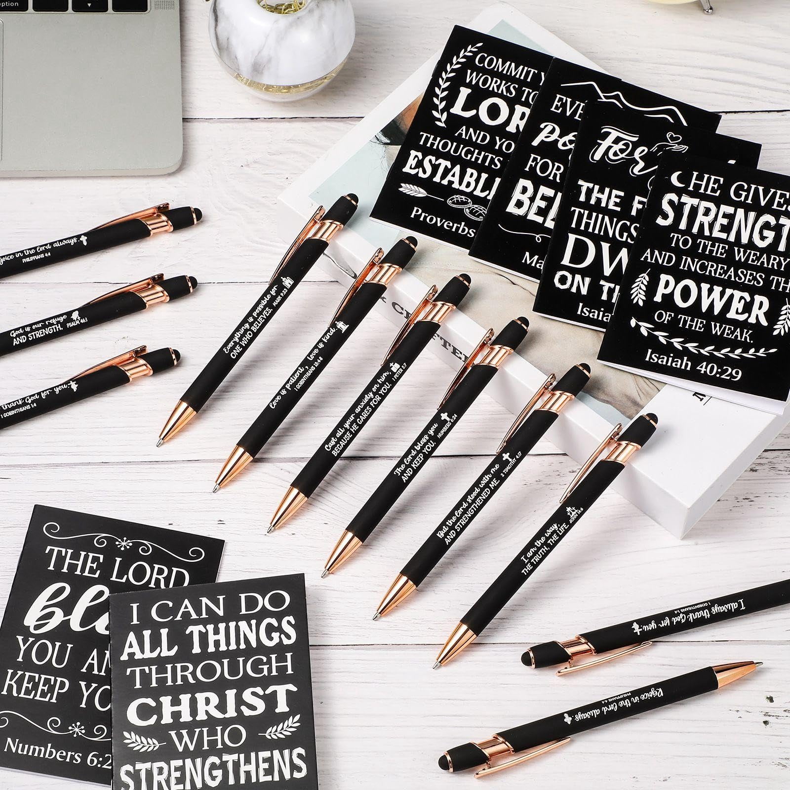 48 Pens Notepads Gifts For Mother's Day Set Ballpoint Pen Notebook Inspirational Quotes Journal Women Motivational Gift (classic Style)