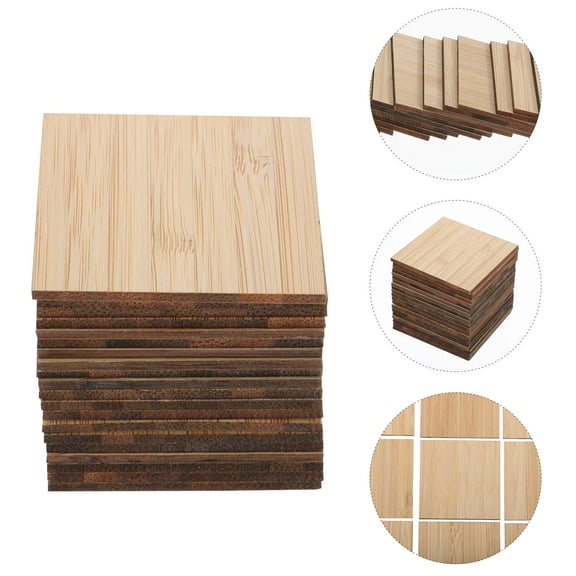 KONTONTY 20Pcs Square Unfinished Wood Pieces Craft Making Supplies for Art Projects Craft Enthusiasts Khaki