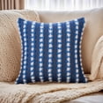 thumbnail image 2 of Unique Bargains Striped Linen Throw Pillow Covers Decorative Cushion Cases Dark Blue, 2 of 6
