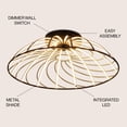 thumbnail image 6 of JONATHAN Y Ambros 23.5" Modern Industrial Metal Dimmable Stripe Half-Cage Integrated LED Flush Mount, Black/Gold Painting, JYL7148A, 6 of 8