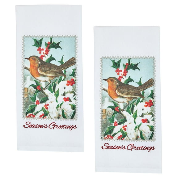 Park Designs Seasons Greetings Bird Dishtowel Set of 2