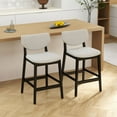 thumbnail image 2 of Dayalane Modern Barstools Set of 4, 26" Farmhouse Upholstered Counter Height Bar Stools with Wooden Legs, Bar Chairs with Back Support for Kitchen Island, Powell Stools, Dining Room, Pub, Linen Grey, 2 of 7