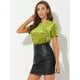 thumbnail image 2 of Disfraz de Halloween Camiseta Terciopelo Sólida Casual De Manga Corta Con Cuello Redondo Para Mujer verde mostaza S, 2 of 5