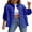 Blue, variant on ZAXARRA Women's Ripped Distressed Denim Jacket Long Sleeve Button Down Boyfriend Jean Coat Trucker Jacket
