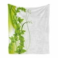 thumbnail image 1 of Green Soft Flannel Fleece Throw Blanket, Blossoming Flowers Natural Fantasy Theme Abstract Botanical Garden Design, Cozy Plush for Indoor and Outdoor Use, 70" x 90", Apple Green White, by Ambesonne, 1 of 6