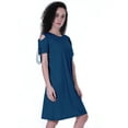 thumbnail image 2 of Moomaya Cold Shoulder T-shirt Dress Round Neck Casual Knee Length Summer Dresses For Womens, 2 of 7