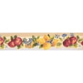 thumbnail image 2 of Vintage Rouge Pommes Jaune Citrons Bleu Fleurs Brun Blanc Papier Peint Bord Rétro Design, Rouleau 15' x 5,25'', 2 of 3