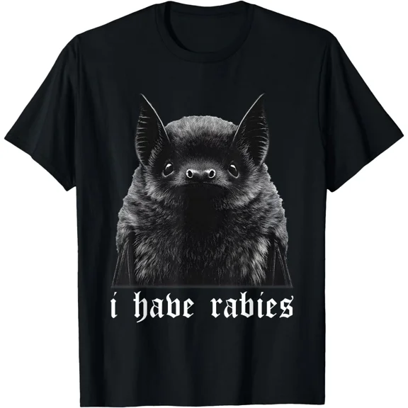 I Have Rabies Bat Vintage Style Dark Humor Art Unisex T-Shirt, up to size 5XL