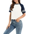 thumbnail image 2 of Ltctricy Women's T Shirts 2025 Fashion Crew Neck Short Sleeve Color Block Tunic Tops Soft Casual Tee Blouses, 2 of 7