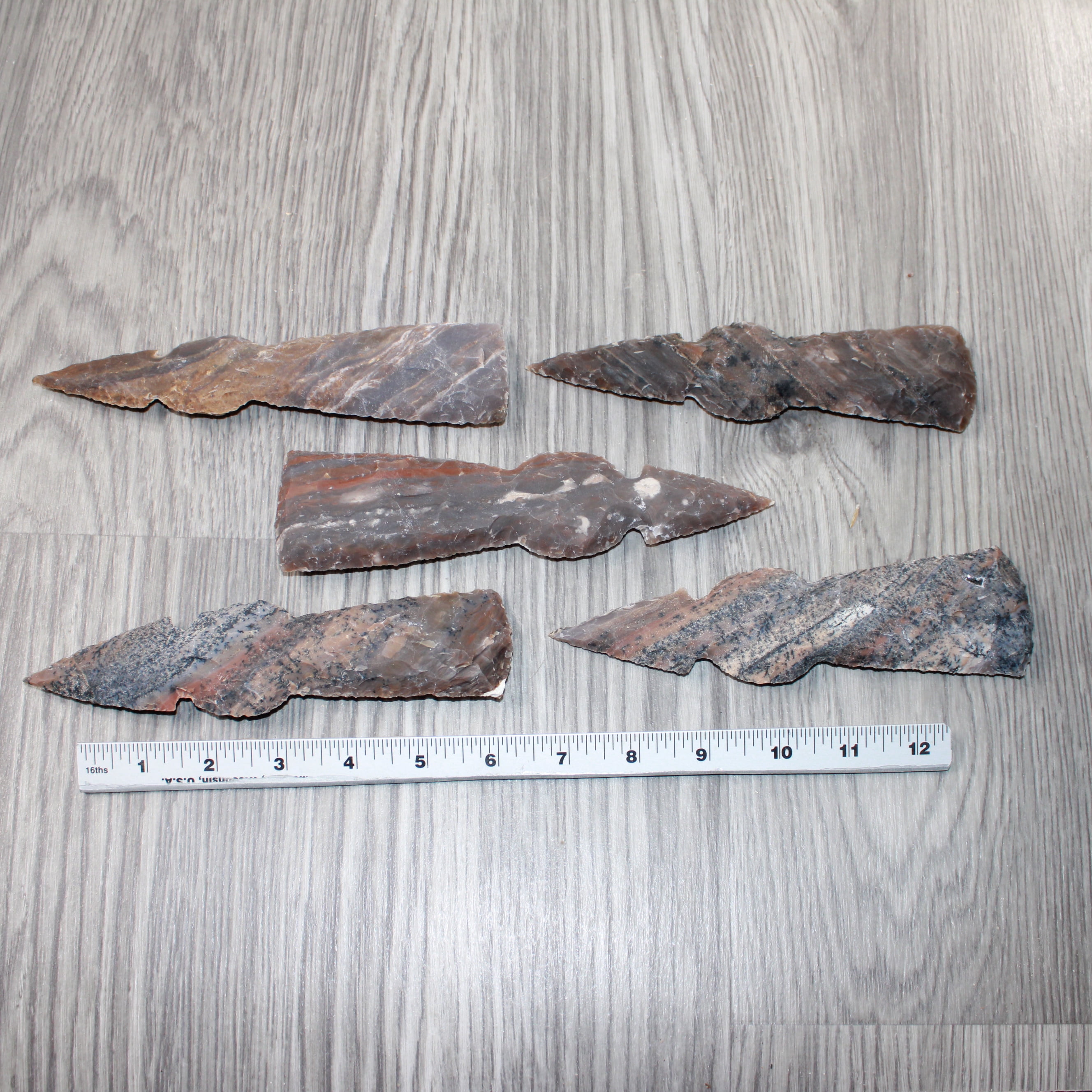 5 Stone Ornamental Tomahawk Heads  #1162    Agate Jasper Axe Hatchet Ax