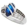 thumbnail image 3 of JackAni 10k White Gold Simulated Sapphire September Birthstone 2026 Class Graduation Ring - Size 9.00, 3 of 5