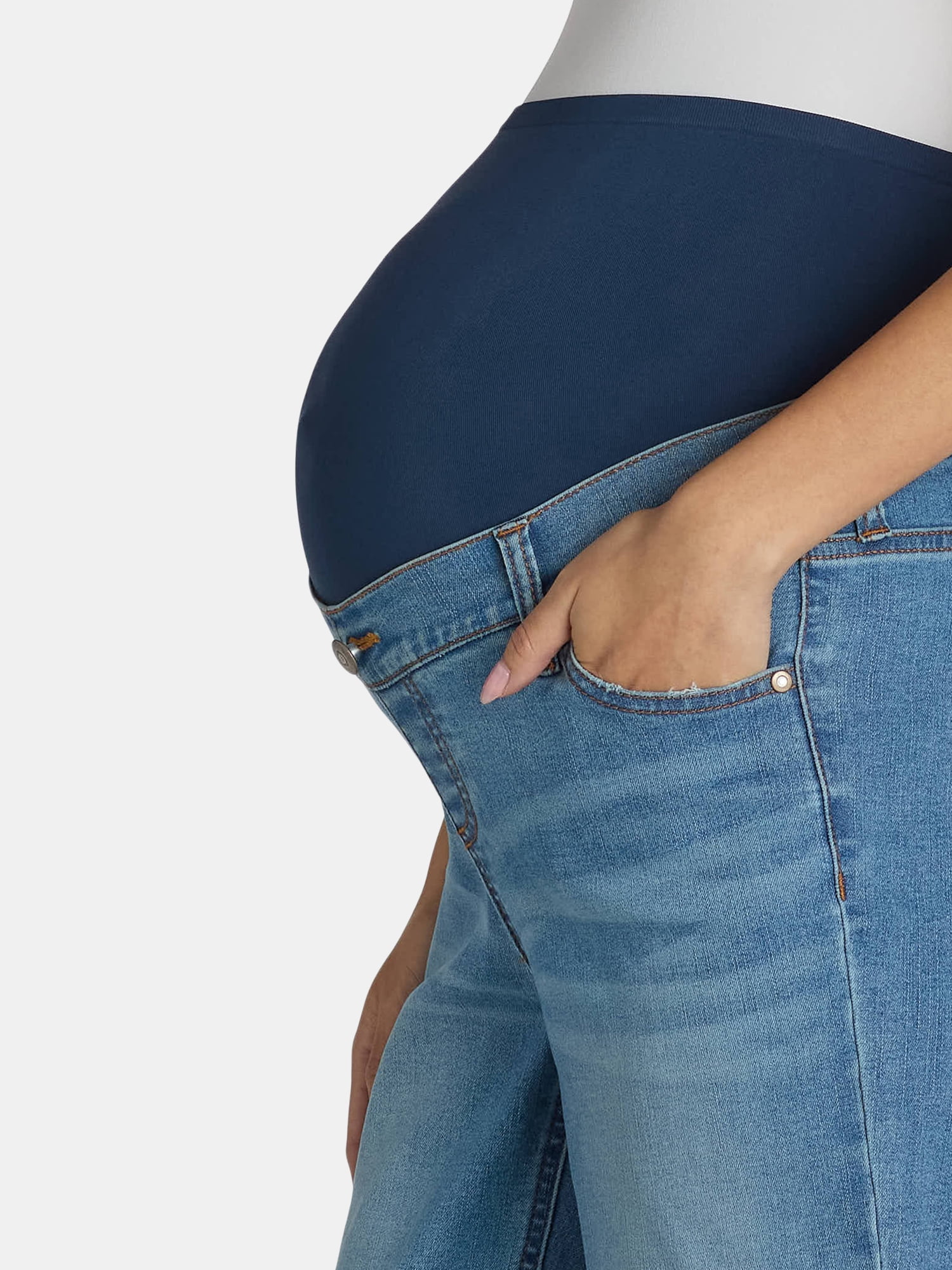 Time and Tru Women's Maternity Straight Leg Jeans, 27" Inseam, Sizes XS-XXL