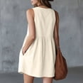 thumbnail image 7 of Dxzfnsa Women's Beach Dresses Cotton Linen Round Neck Sleeveless Dresses for Women Summer Loose Comfy Button Up Tunic Mini Dresses, 7 of 7