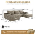 thumbnail image 3 of LUCKHAO 108" U-Shaped Sectional Sofa, Corduroy Upholstered Cloud Couch with Deep Seat, Modular Design, No Assembly Required, 3 of 6