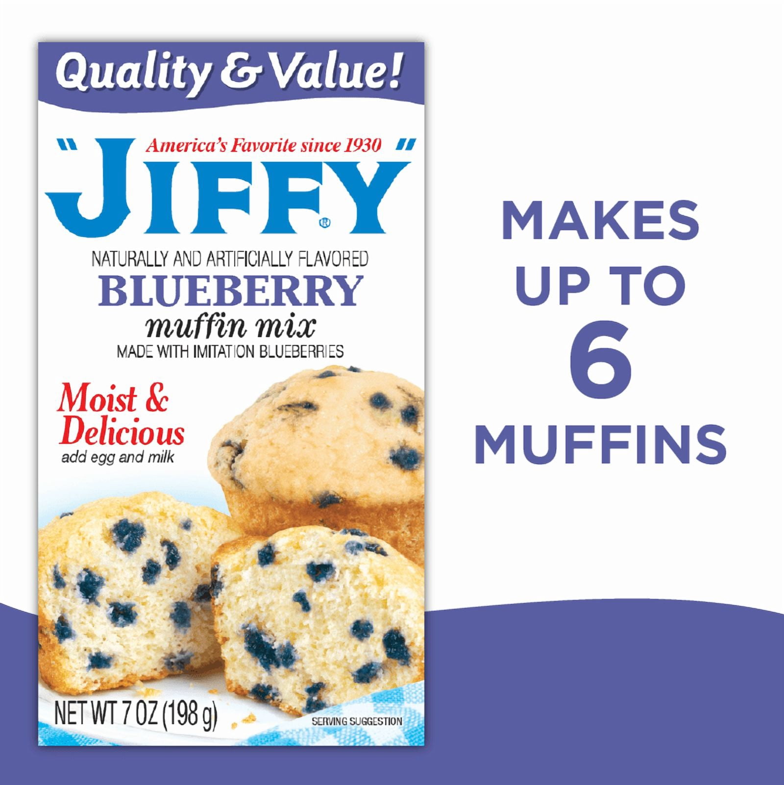 (3 pack) "JIFFY" Blueberry Muffin Mix, 7 oz Box