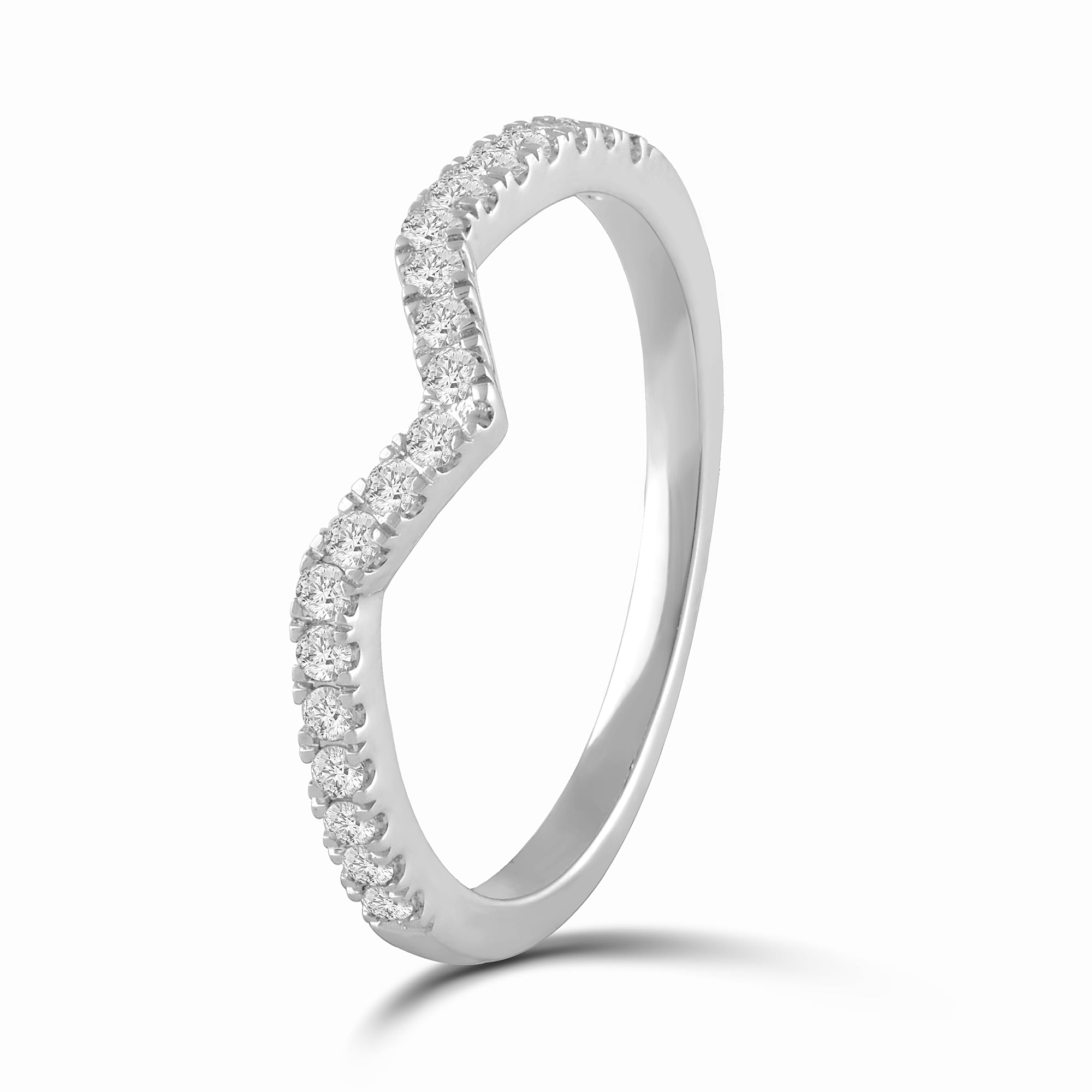 Diamond Accent Sterling Silver Contour Wedding Band