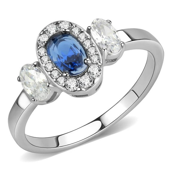 Rings for Women Silver 316L Stainless Steel DA337 - Spinel in London Blue