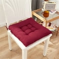 thumbnail image 2 of Chair CushionforOffice Chair, 16X16 In, Brushed Fabric, Thick Padding, Burgundy Square Seat Cushion, Tied Fastening, 1 Pc, 2 of 6