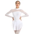 thumbnail image 2 of ZDHoor Womens Long Sleeve Skirted Leotard Dresses Figure Skating Gymastics Ballet Dance Costume White-A M, 2 of 7