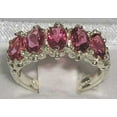 thumbnail image 2 of LBG British Made 18k White Gold Natural Pink Tourmaline Womens Eternity Ring - 33 size options - Size 8.75, 2 of 6