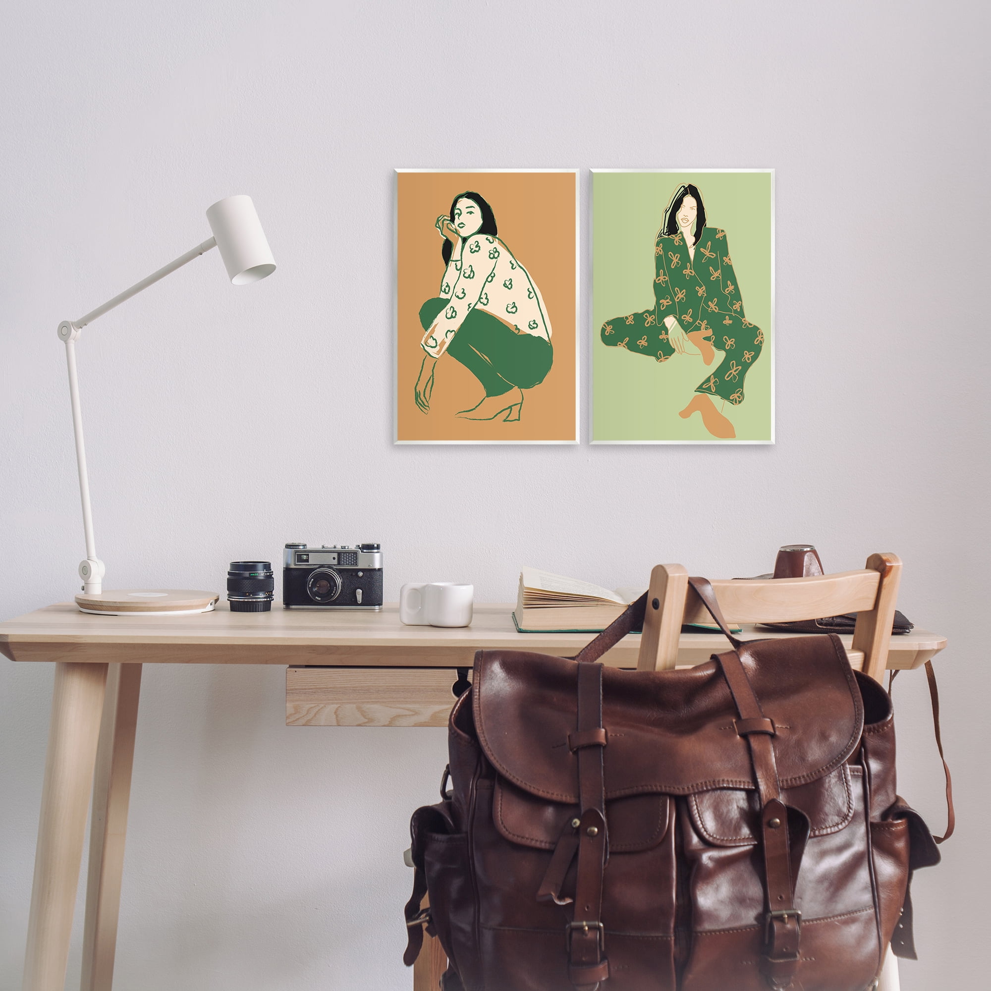 Stupell Industries Woman Stooping Sitting Pose People Painting Unframed Art Print Wall Art, 10 x 15, Set of 2
