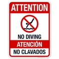 thumbnail image 1 of Attention No Diving Sign, Pool Sign,, 1 of 1