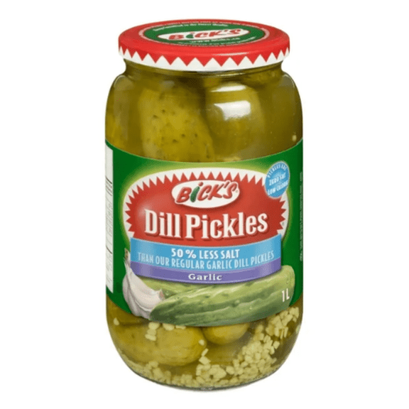 BICK'S 1 LITER GARLIC WHOLE DILL 50% LESS SALT
