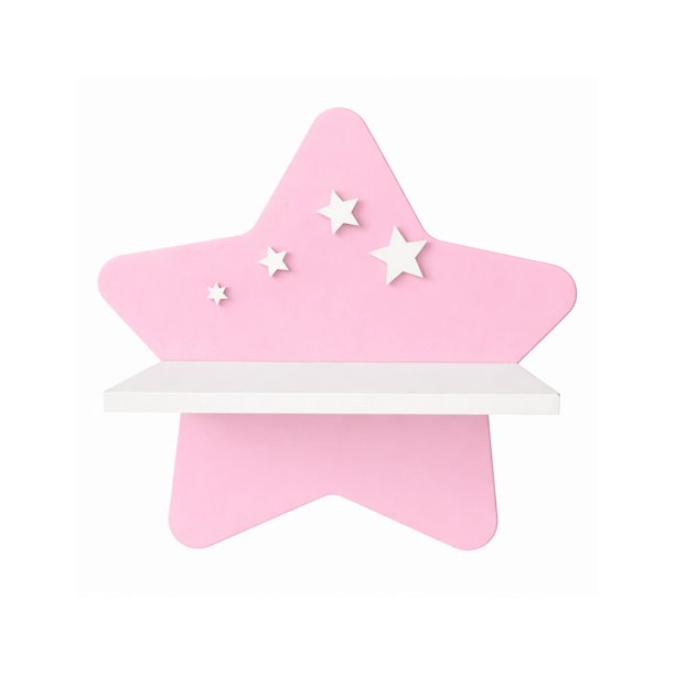 Repisa Infantil Estrella Pared Mdf Decorativa Habitación Niña Niño Rosa/blanco