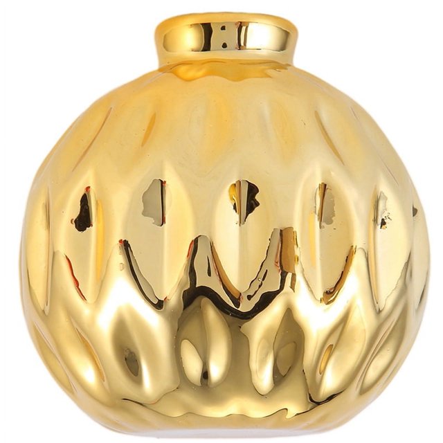 Pequeño jarrón de cerámica con relieve de flores y diseño de labios de pez, para decoración del hogar (dorado)