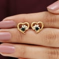thumbnail image 4 of Rosec Jewels 1/4 CT Heart Shape Black Onyx and Diamond Paw Stud Earrings, 10K Yellow Gold, 4 of 8