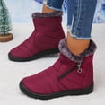 thumbnail image 3 of Winter Boots for Women Waterproof Stitching Furry Lined High Top Ankle Booties Outdoor Non Slip Platform Snow Boots, 3 of 6