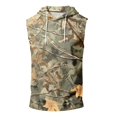 thumbnail image 4 of Havenx Workout Hooded Tank Tops for Men Sleeveless Drawstring Hoodies with Pockets Camouflage Print Shirts Bodybuilding Athletic Muscle Sports Training Streetwear,Yellow XL, 4 of 5