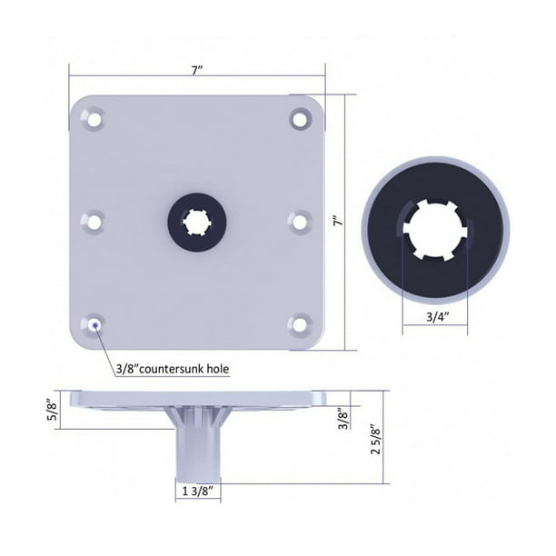 ONHI Pedestal Ajustable De Aluminio Para Asiento De Barco, De 13 A 19 Pulgadas De Altura, Diseño De Bloqueo, Pulido En Plata, Para Barcos De Pesca Y Embarcaciones Marinas