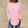 thumbnail image 3 of Scyoekwg Womens Lghtweight Casual Dressy Blouses Classic Solid Color Crew Neck Long Sleeve Tshirt Loose Comfy Basic Tops Pullover (Pink,XL), 3 of 5