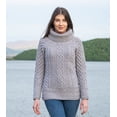 thumbnail image 3 of SAOL 100% Merino Wool Women's Aran Oversized Cable Knit Fisherman Sweater High Neck Irish Pullover Made in Ireland, 3 of 7