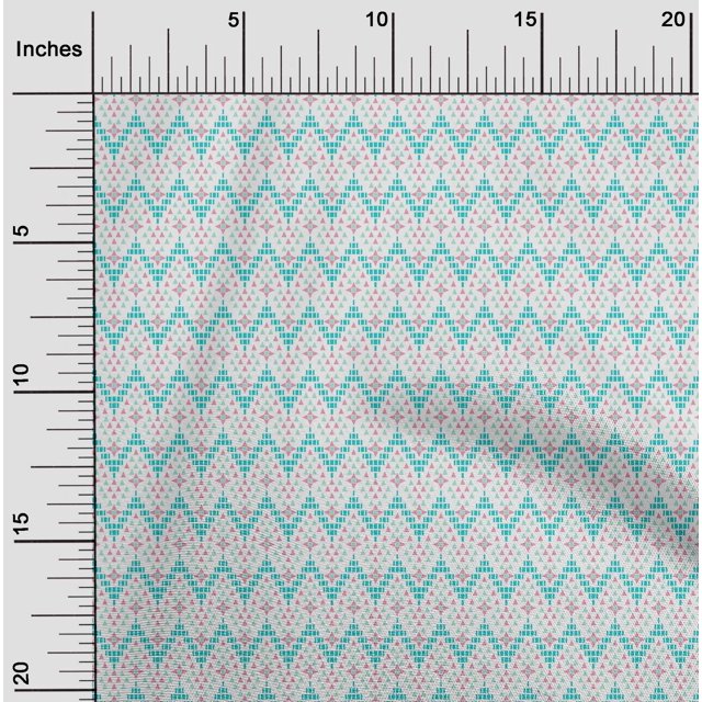 oneOone Tissu Popeline de Coton Chevron/triangle & Carré Imprimé Géométrique au Mètre 42 Pouces de Large