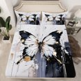 thumbnail image 2 of Manfei Teens Vintage Butterfly Full Size Sheets, Romantic Artwork Bed Sheets, Black Grey Oil Printing Sheet Sets, Breathable Home Decor, 4-Piece, 2 of 7