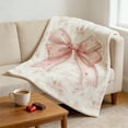 thumbnail image 2 of Cozy Flannel Throw Blanket, Pink Bowknot Print Blanket, Soft Valentine's Day Blanket, Lightweight P Throw, Decorative Fleece Blanket, Gift for Women, 29 by 39 Inch Blanket for Couch Bed, 2 of 6